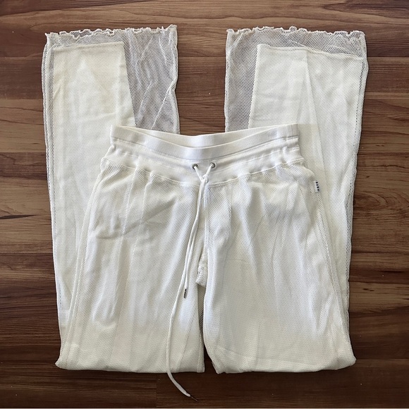 BEBE Sport Vintage Y2K Mesh Wide Leg Pants in White Sz. Small - Picture 7 of 8
